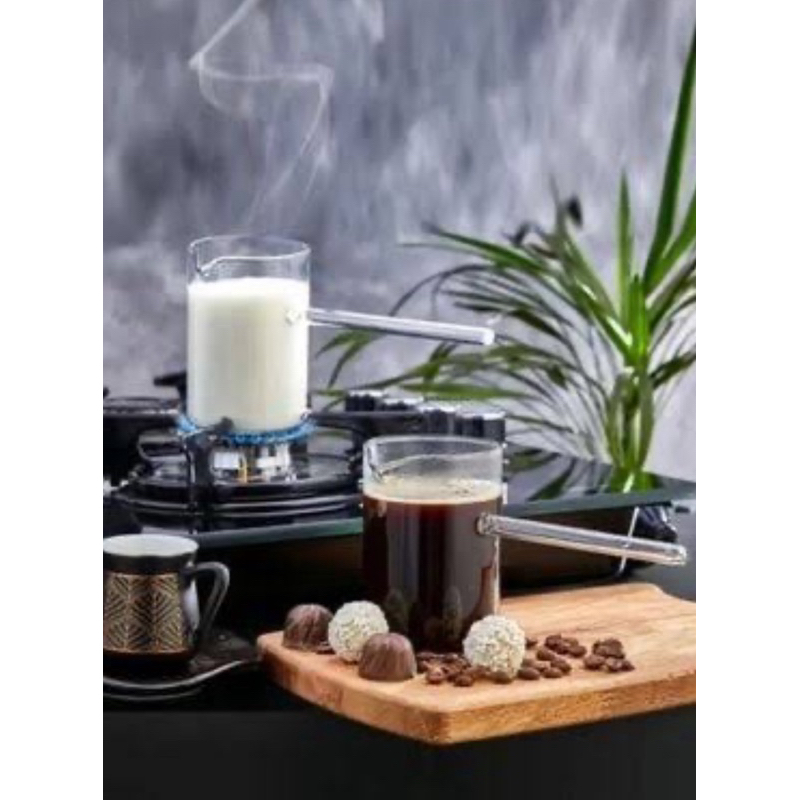 Tohana Cam Cezve 400 ml / หม้อต้มกาแฟ อุ่นนม วัสดุเป็นแก้ว จากตุรกี