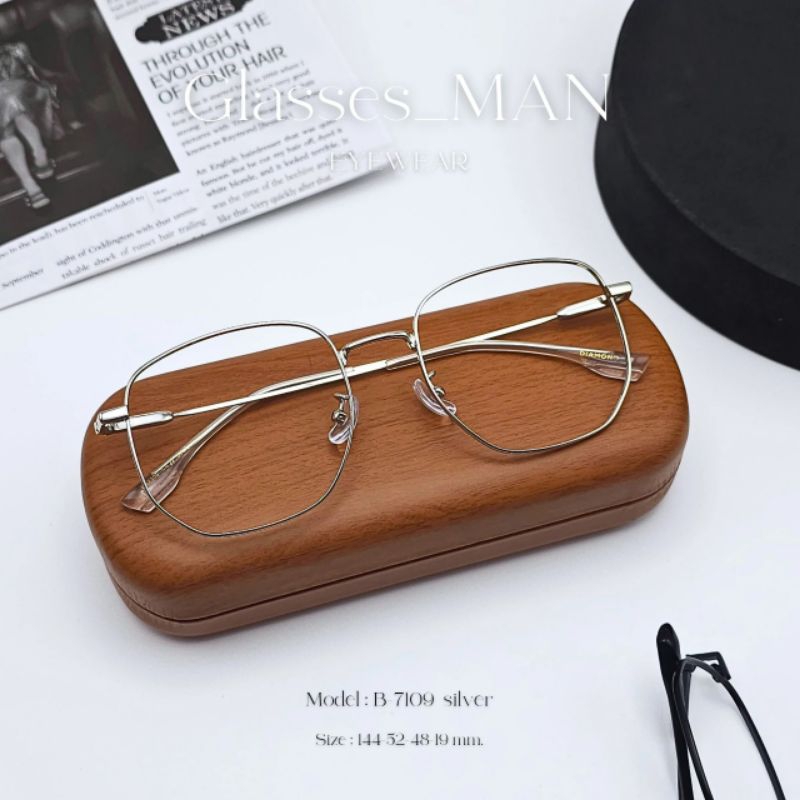 Titanium flex ขาแว่นบิดงอได้ เบา แข็งแรงทนทาน  กรอบแว่นผู้ แว่นสายตาสั้น/แว่นกรองแสงคอม (B-7109)