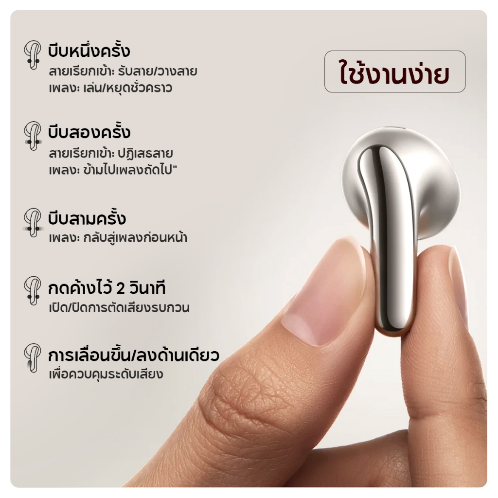 [New]Xiaomi Mi Buds 5 Wireless Bluetooth Earphone Qualcomm® aptX™Audio บันทึกเสียงด้วยหูฟัง ปรับแต่งด้วย Harman AudioEFX
