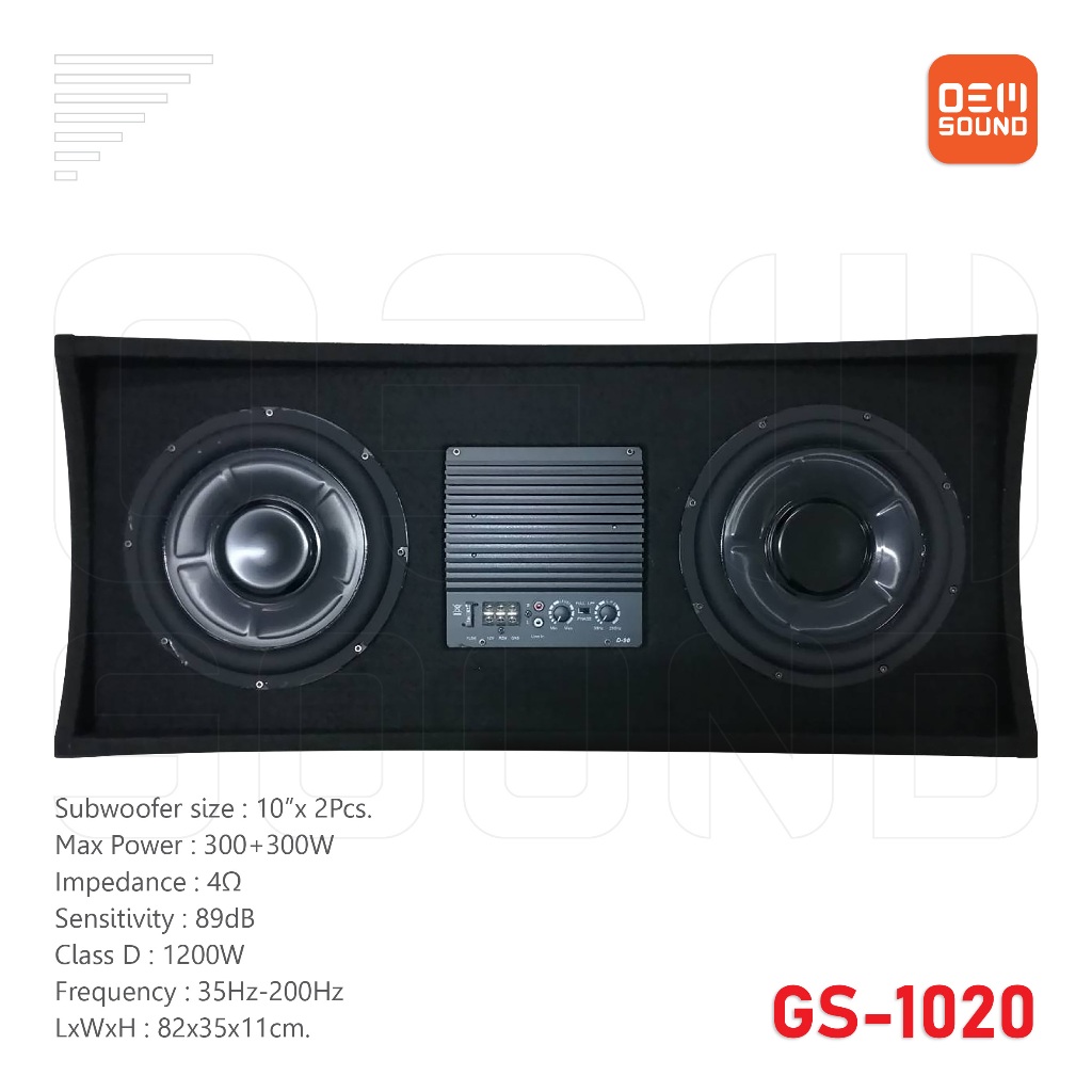 Soway GS-1020 ตู้ซับหลังเบาะสำเร็จรูป ดอกซับ10นิ้ว ซับวูฟเฟอร์10นิ้ว Subwoofer Max Power 300+300W 4โอห์ม 89dB Class D