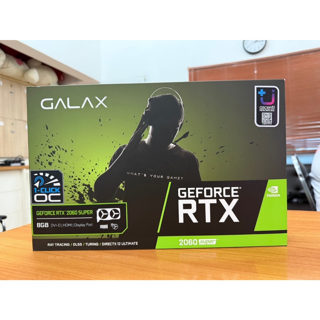 GALAX RTX2060 SUPER (1-CLICK OC) V2 8GB ครบกล่องสภาพใหม่ ไฟสีขาว ประกัน JIB ยาว 15/04/2568