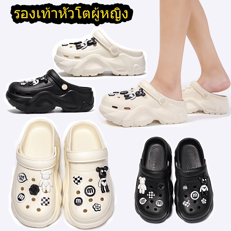 【Ready Stock】 สุภาพสตรี รองเท้าแตะแพลตฟอร์ม กันลื่น พื้นรองเท้านุ่ม รองเท้าหัวโต สวมใส่ข้างนอก รองเท้าแตะลําลอง รองเท้า