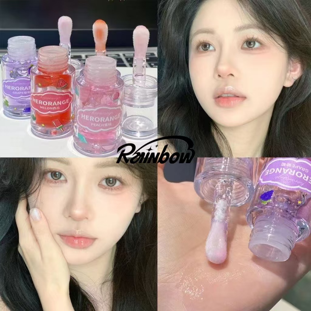 ลิปกลอส Herorange Fruity Lip Oil ลิปสติก ลิปบาล์ม ลิปกลอสโปร่งใสกัน เพิ่มความชุ่มชื้น ช่วยลดความแห้งกร้าน