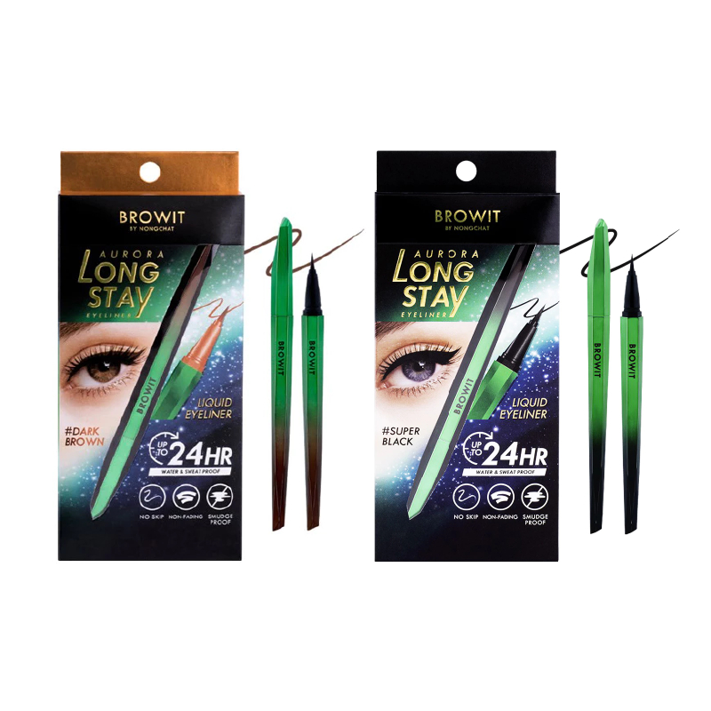Browit Aurora Long Stay Eyeliner บราวอิท น้องฉัตร ออร่าตาพุ่ง อายไลเนอร์ ติดทน กันน้ำ ไม่แพนด้า 0.5g
