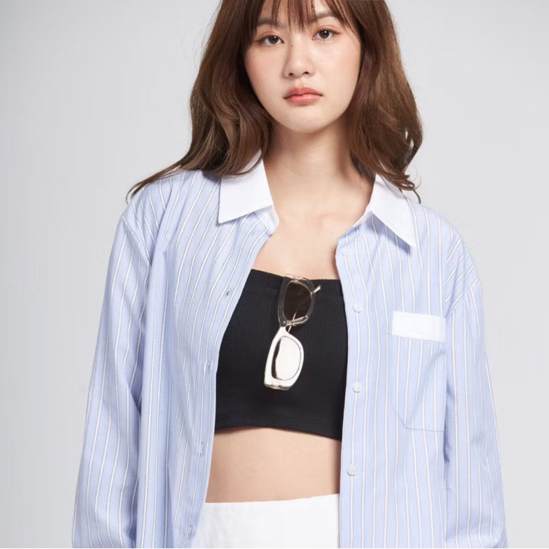 (USED) moonland collar shirt light blue freesize