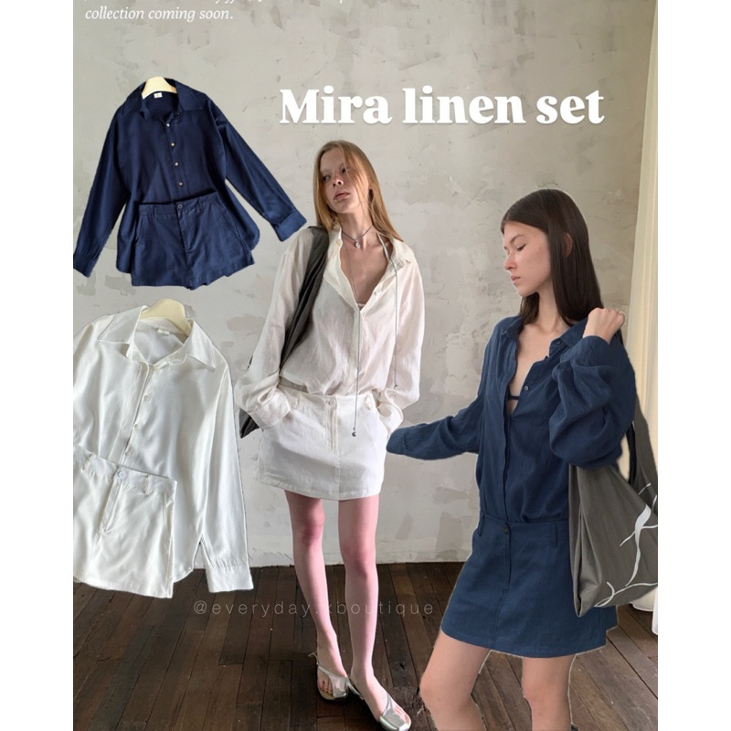 𝗠𝗜𝗥𝗔 𝗟𝗜𝗡𝗘𝗡 𝗦𝗘𝗧 490฿ (Set2ชิ้น) คอลใหม่พร้อมเสิร์ฟ เสื้อเชิ้ตแขนยาวกระดุมซ่อน แมทช์คู่กระโปรงกางเกงเอวต่ำ onseason