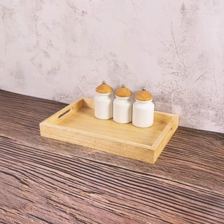 KAPEKANZ ถาดไม้ ถาดเสิร์ฟ ถาดเสิร์ฟสี่เหลี่ยม ถาดไม้ ขนาดใหญ่ Wooden Tray ไม้ยางพารา จากไม้แท้ธรรมชาติ มี 4 ไซส์