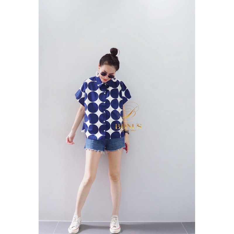 🔆Bonus by Ananya🔆 เสื้อคอปกเชิ้ตแขนสั้นแขนในตัวคอตตอลณี่ปุ่น (สอบถามก่อนสั่ง)