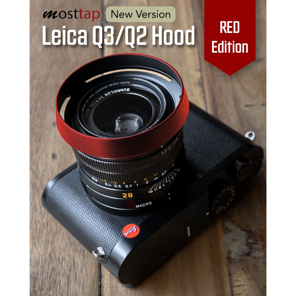 ฮูด Leica Q3 43 / Q3 Q2 QP Q Red mostTap hood ฮูดเลนส์แบบกลม สีแดง