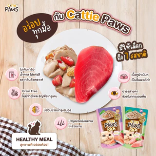 [ยกโหล] Cattie Paws Rich แคทตี้ พาวส์ ริช อาหารเปียกแมว แมวโต ไม่เติมเกลือ ไม่เค็ม ขนาด 70 กรัม ยกกล่อง จำนวน 12 ซอง