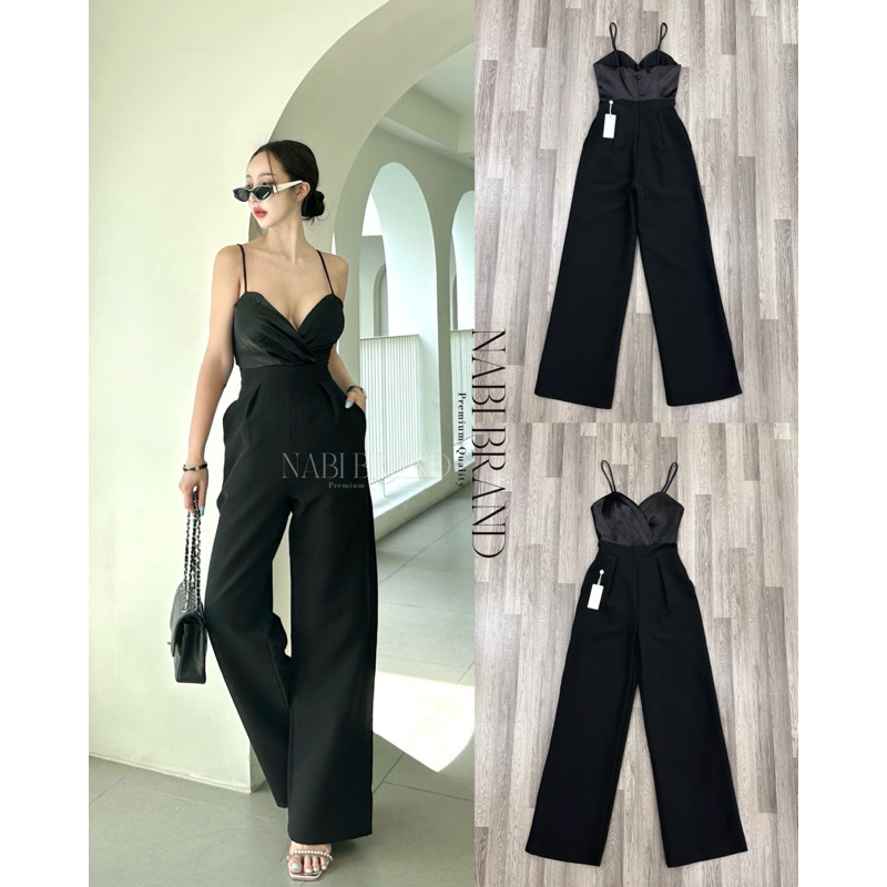 M10 งานป้าย Nabibrand Jumpsuit จั๊มสูทขายาวสายเดี่ยว สำหรับผู้หญิง เสื้อผ้าแฟชั่น ไซส์ Xs-L