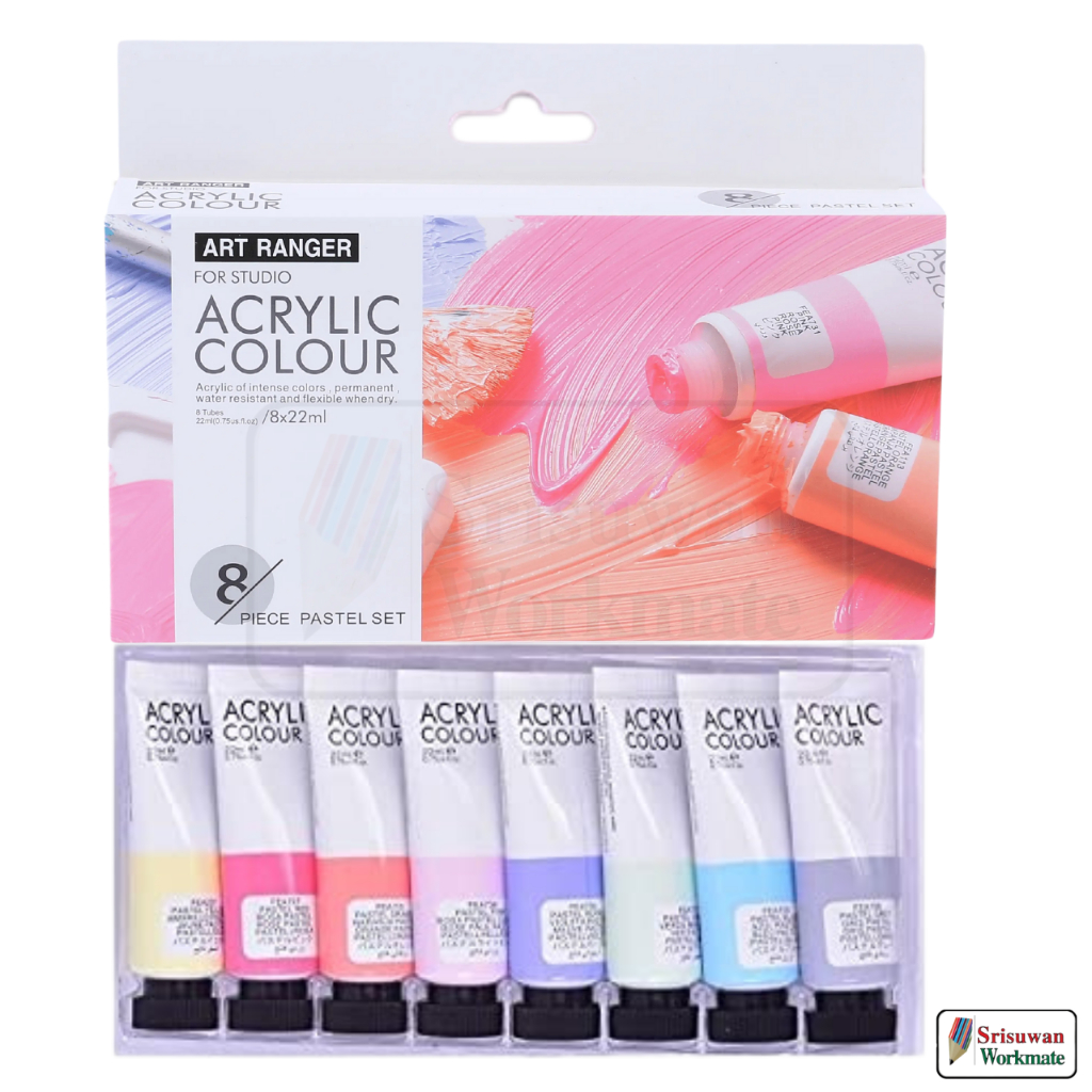 ART RANGERS PA32.08022.B ACRYLIC COLOUR PASTEL SET 8 สี ขนาด 8x22ml. ชุดสีอะคริลิค พาสเทล RUJI