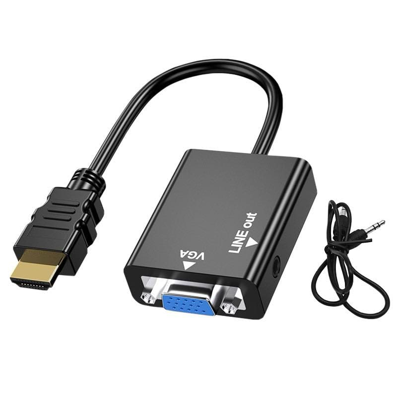 ส่งไวจากไทย อะแดปเตอร์ตัวแปลง HDMI เป็น VGA ตัวขั้วต่อ ชุบทอง 1080P พร้อมขั้วต่อสายสัญญาณเสียง 3.5 มม. สำหรับพีซี