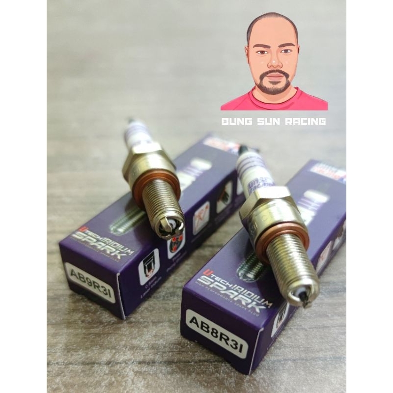 หัวเทียน UMARACING  เบอร์ 8 AB8R3I และ เบอร์ 9 AB9R3I เกลียวยาว ใส่ Exciter R15  Mslaz WR MT15 Aerox Nmax Wave125