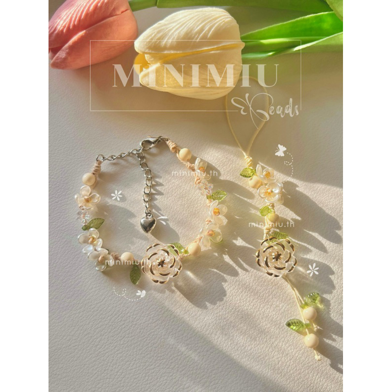 Camellia rope bracelet : กำไลเชือกดอกคามิเลีย (เฉพาะข้อมือ)