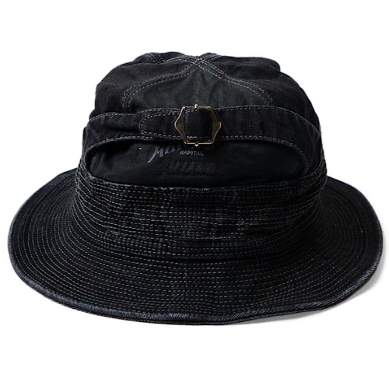 NEW !!!Kapital 11.5oz Black x Black Denim Old Man and The Sea Hat