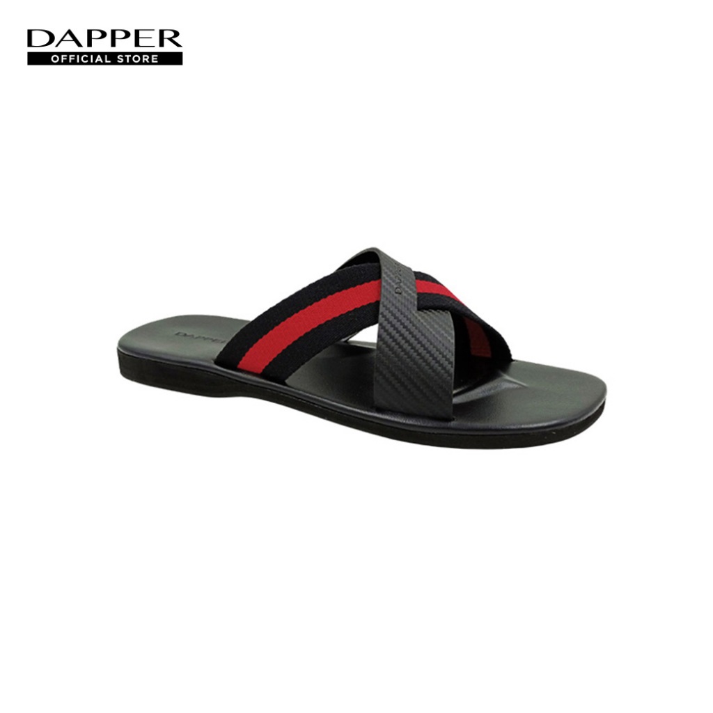 DAPPER รองเท้าแตะ Carbon Fiber with Colorblock Strap Cross Sandals สีดำ (HSK/BK/964SC)