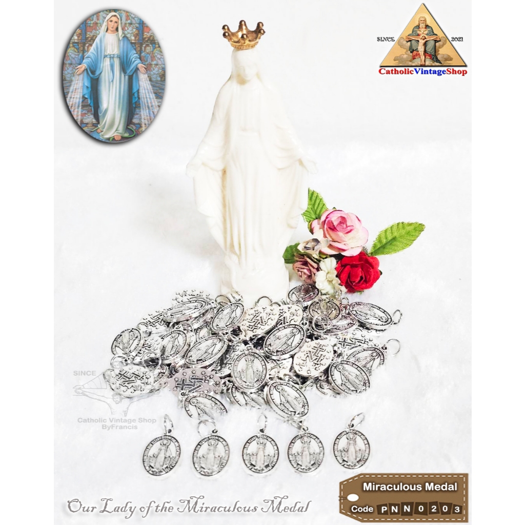 จี้เหรียญ โลหะ พระแม่มารีย์ เหรียญแม่พระอัศจรรย์ จี้สร้อย Catholic Virgin mary Coin คาทอลิก #PNN0203