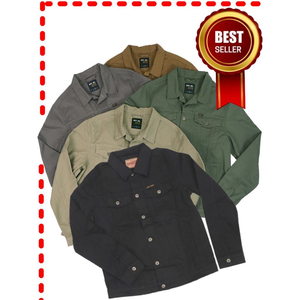 ิBOVY X JACKET-PREMIUMCOTTON -เสื้อแจ็คเก็ตผ้าพรีเมี่ยมคอตตอลทวิล เขียวขี้ม้า,ครีม,กากีทอง,เทา,ดำ 9228