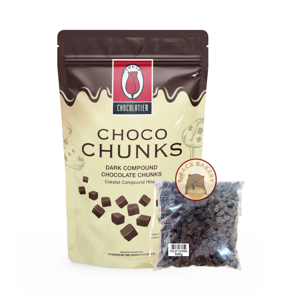 (แบ่งจำหน่าย 500g) ทิวลิป ช็อคโก ชังส์ ดาร์ค คอมพาวด์ ช็อคโกแลต / Tulip Choco Chunk Dark Compound Chocolate