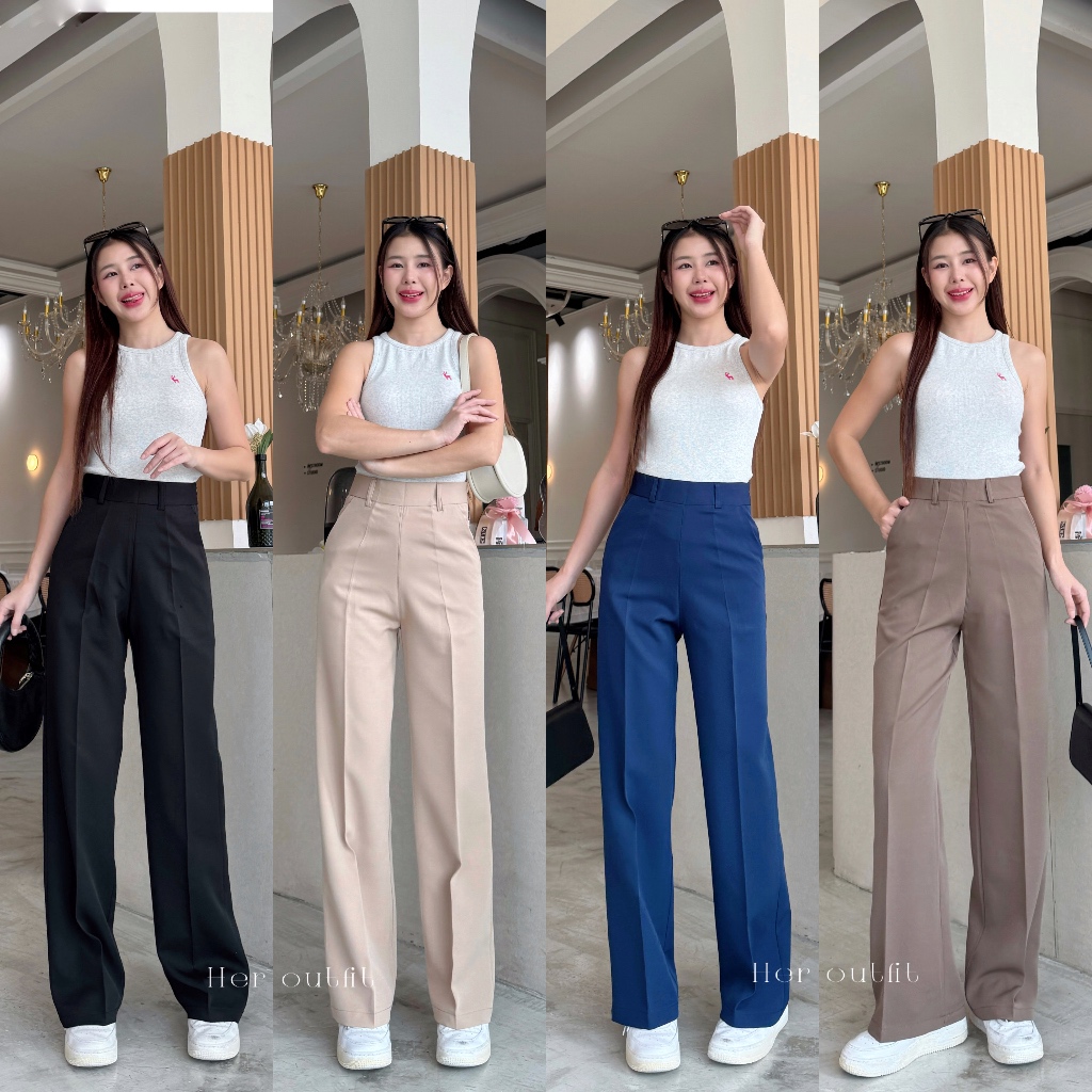 กางเกงทรงกระบอกกลาง Baby pants(✅โค้ดลด 30WOW200) แต่งซิปข้างเอวสูง ผ้าเนียนนุ่มใส่สบายสุดๆ