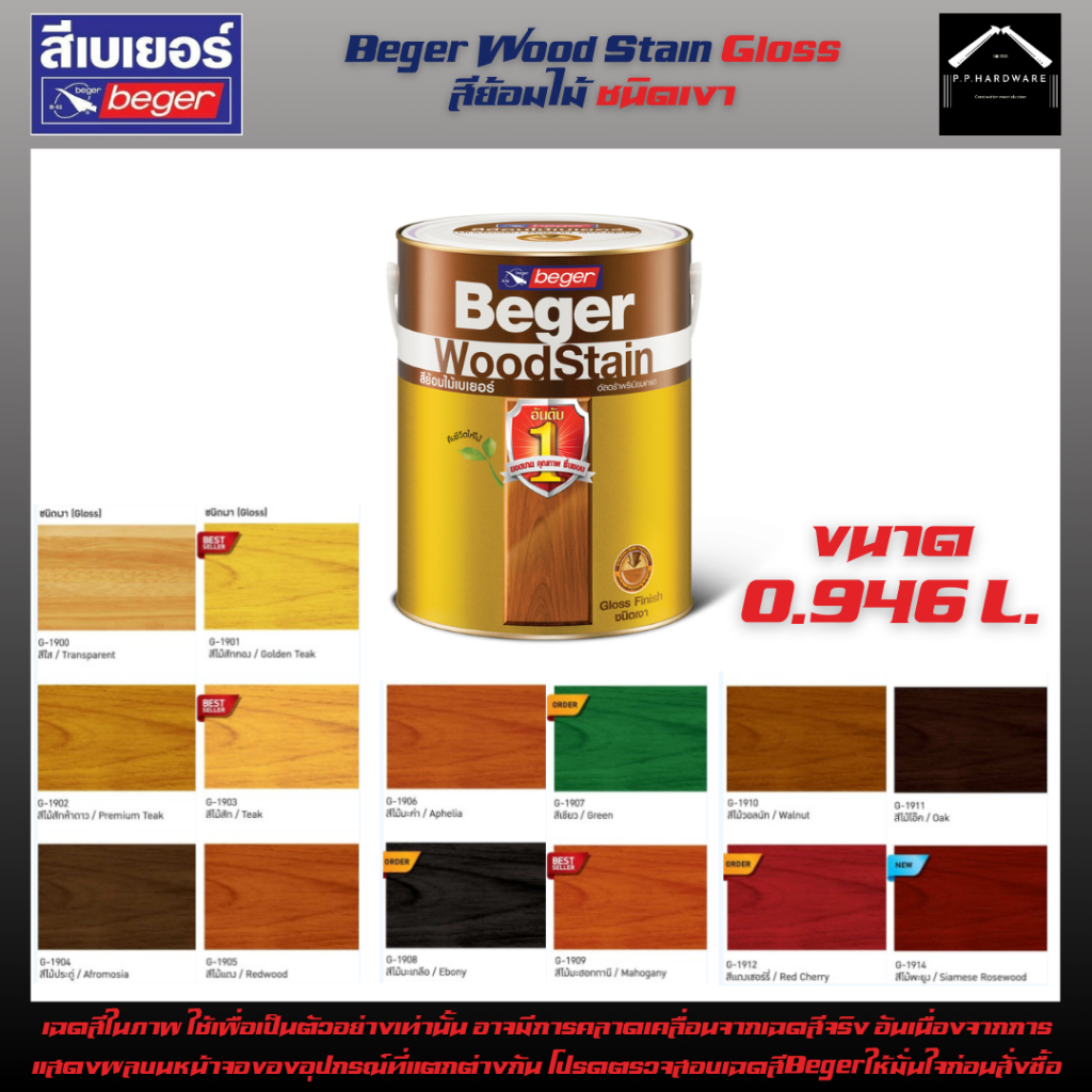 Beger Wood Stain สีย้อมไม้ ชนิดเงา ขนาด0.946ลิตร(1/4GL) ผสมกับทินเนอร์M-1199