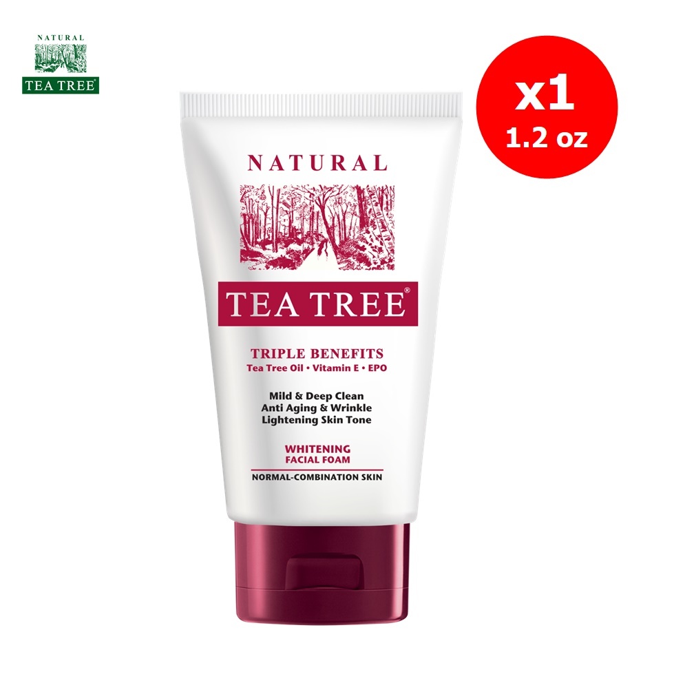 Tea Tree ที ทรี โฟมล้างหน้า ไวท์เทนนิ่ง ขนาด 1.2 ออนซ์. 1 หลอด (ผิวนุ่มชุ่มชื่น ดูกระจ่างใส Whitening)