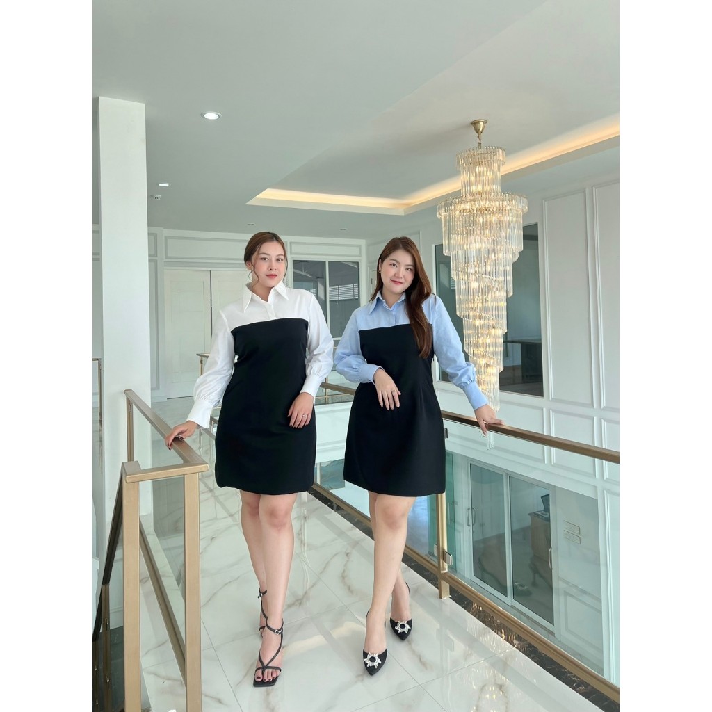 เดรสเชิ้ต สาวอวบใส่แล้วผอมมาก มีsizeถึง10XL รุ่น Dana