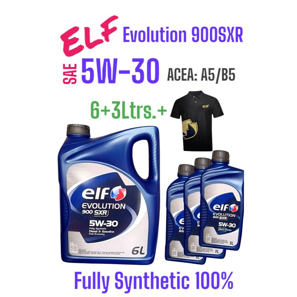Elf Diesel FullySynthetic Evolution SXR900 SAE 5W-30/9และ7ลิตร น้ำมันเครื่องดีเซลสังเคราะห์100% มาตรฐานACEA: A5/B5 Ford
