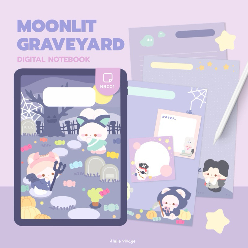 Digital Notebook สมุดโน๊ต - Moonlit Graveyard