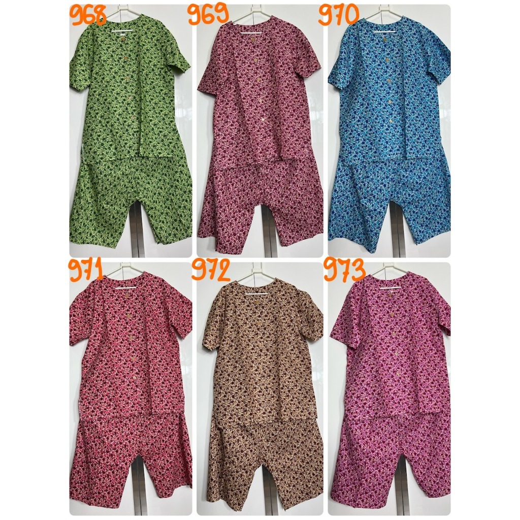 ชุดอยู่บ้าน XXL อก 52 นิ้ว กางเกงเอวยืดสุด 52 นิ้วผ้าคอตต้อน เสื้อแขนสั้นผ่าตลอด กระดุมหน้าตลอดแนว
