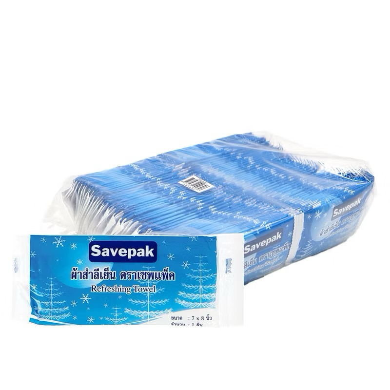 เซพแพ็ค ผ้าสำลีเย็น 7x8 นิ้ว (100ชิ้น) SAVEPAK Refreshing Towel