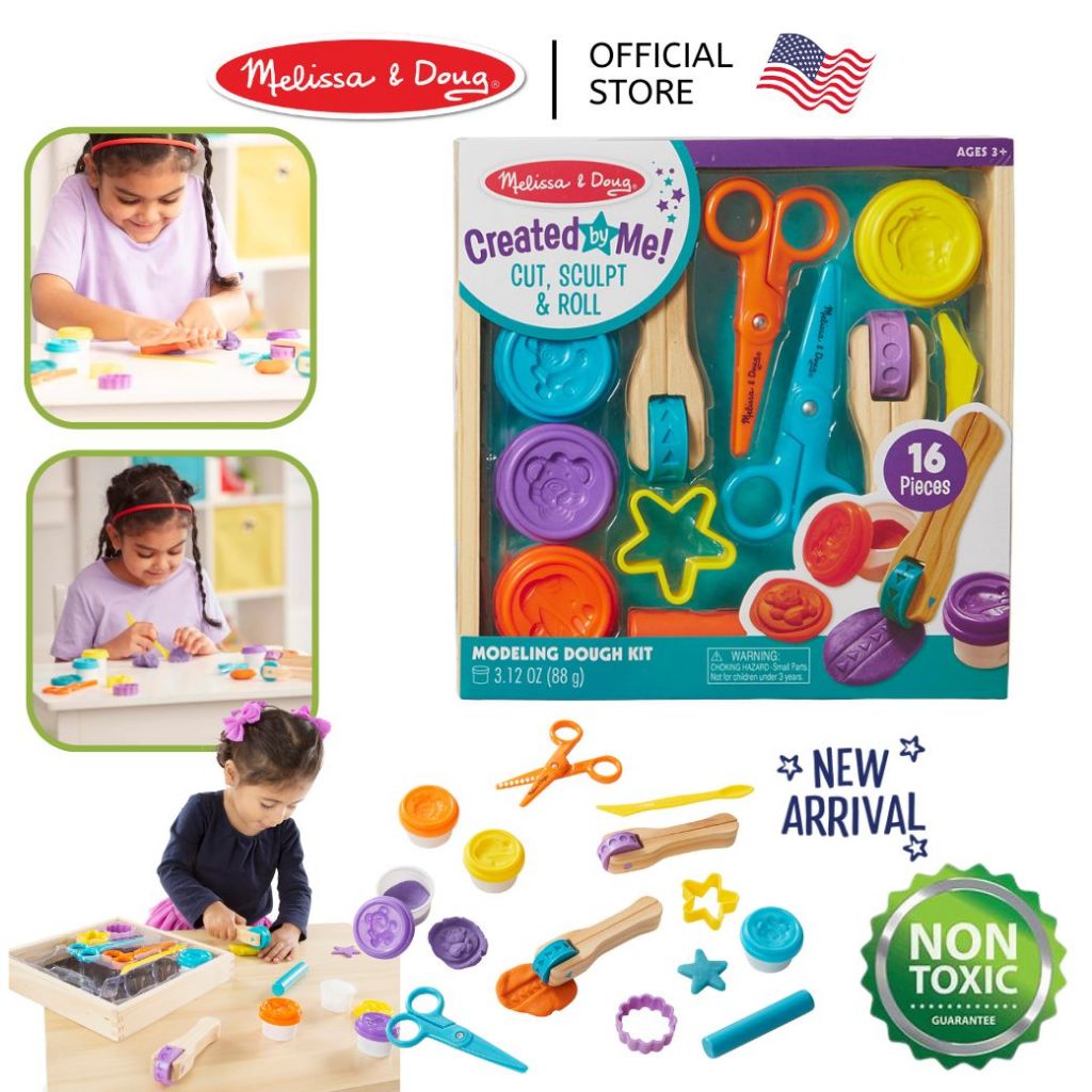 (ของแท้ USA) ของเล่นแป้งโดว์ ปลอดสารพิษ อุปกรณ์ไม้ Melissa & Doug Cut Sculpt & Roll ฝึกตัด 5167