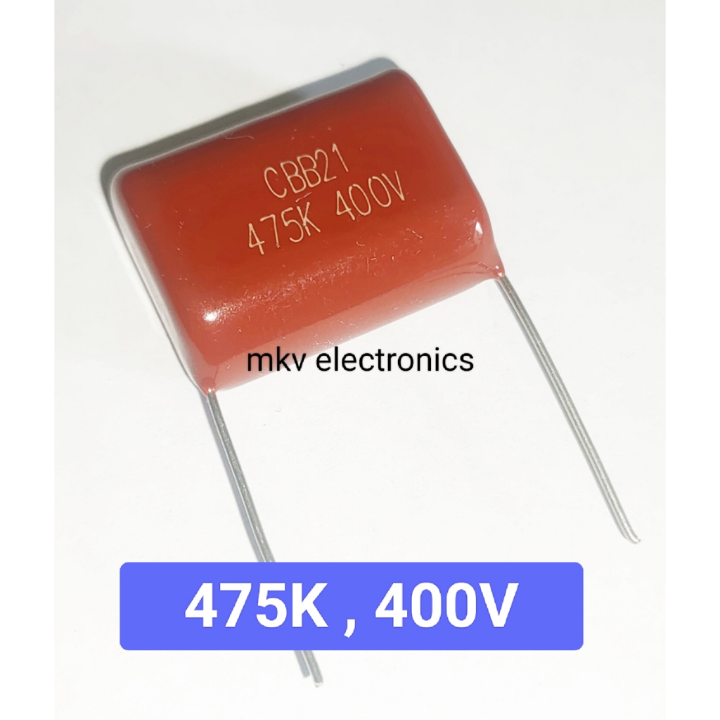(1ตัว) 475K , 4.7uf 400V ไมล่าคาปาซิเตอร์ Mylar Capacitor อะไหล่ตู้เชื่อมไฟฟ้า(รหัสสินค้า M01445)