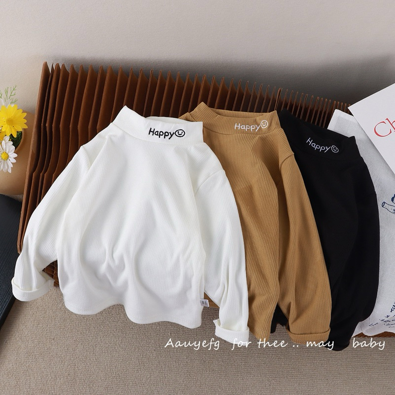 เสื้อกันแขนยาวเด็ก 🇹🇭พร้อมส่งในไทย🇹🇭 เสื้อคอเต่า เสื้อกันหนาว ใส่สบาย ผ้านิ่มผ้ายืด HAPPYยิ้ม ICY - รูปที่ 2