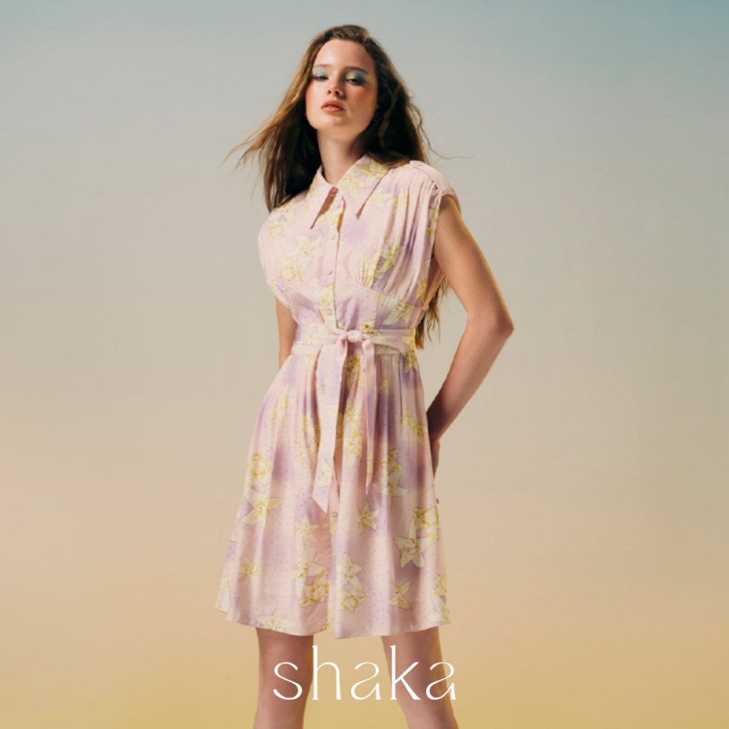 Shaka SS22 Love Game Shirt Dress เดรสสั้นทรงเอ เข็มขัดทำแยก DS-S220219