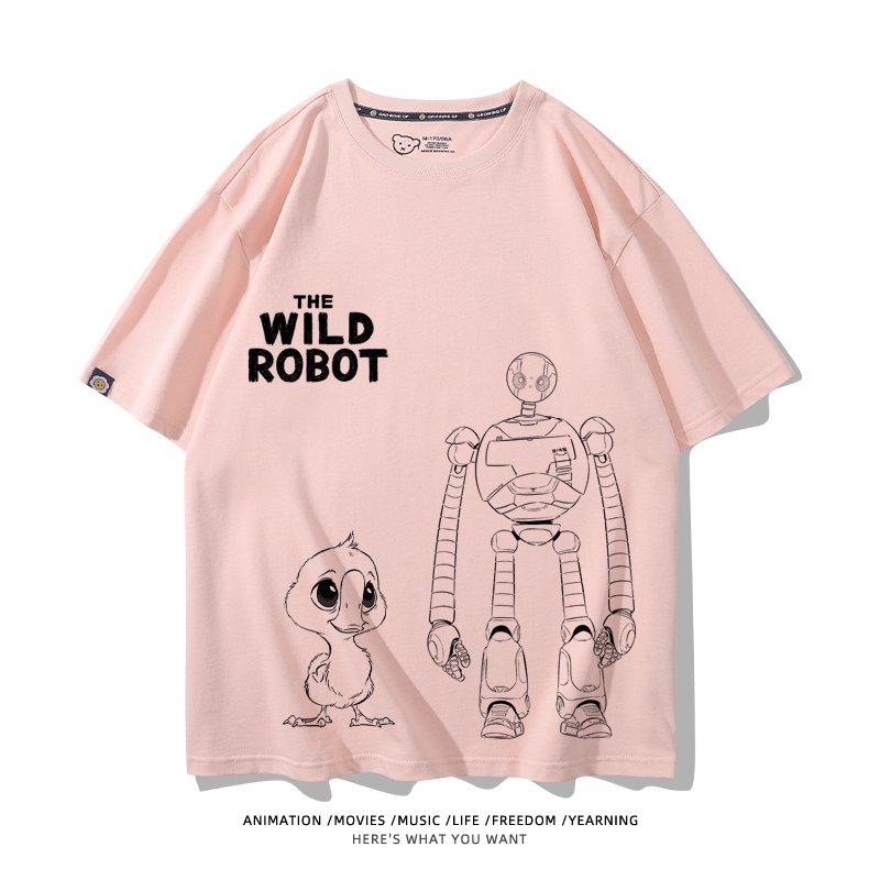 เสื้อยืด cotton [ หุ่นยนต์ผจญภัยในป่ากว้าง ] ทรงหลวม 5 สี S-3XL ผ้าคอตตอนนุ่มสบาย