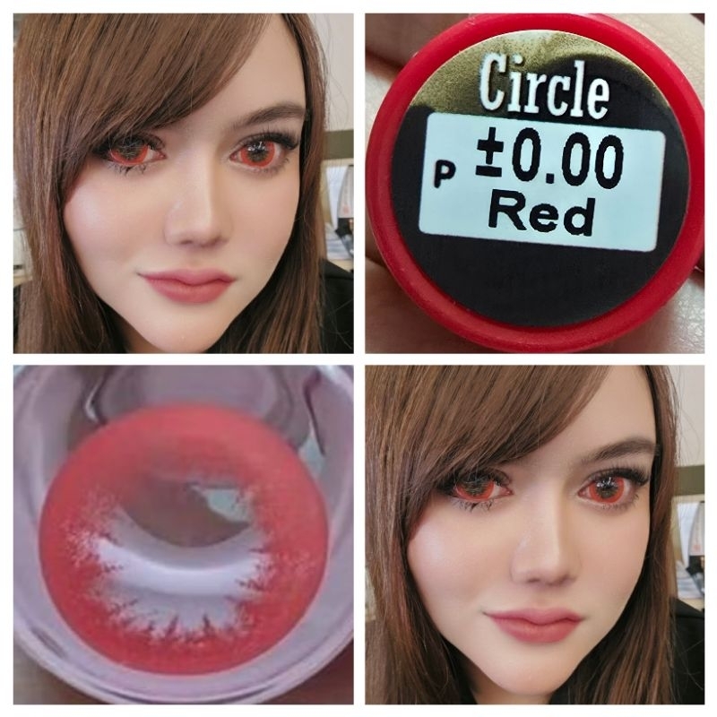 คอนแทคเลนส์ บิ๊กอาย รุ่น Circle สีแดง/red คอสเพย์ ฮาโลวีน มีค่าสายตาปกติ (0.00)