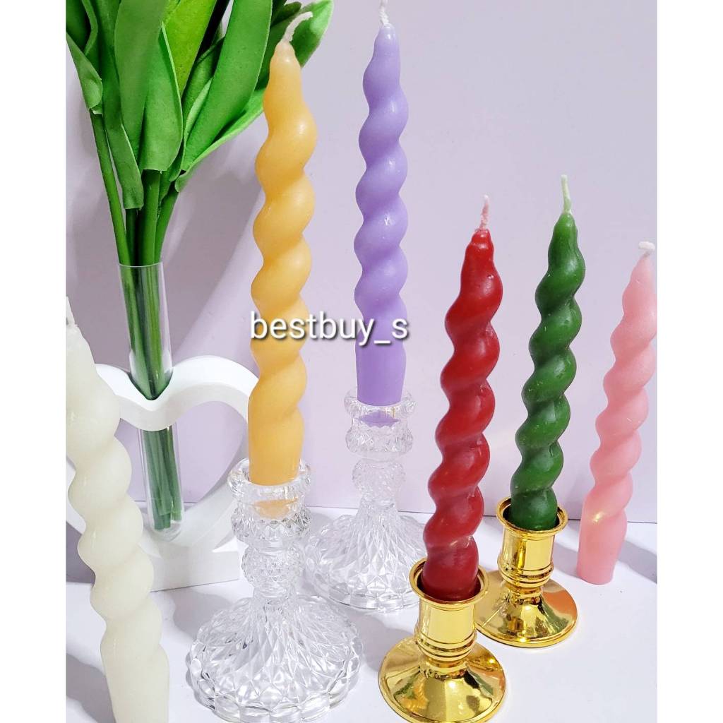 เทียนเกลียว เทียน ขนาด7นิ้ว 3ชิ้น/แพ็ค Spiral Candles 3Pcs/Pack
