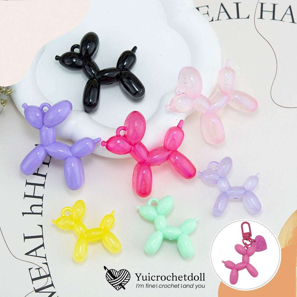 [🇹🇭]🐕 จี้สุนัขลูกโป่ง จี้อะคริลิค โทนสี,Jelly&เรืองแสง Acrylic Balloon Dog Charms สําหรับทําเครื่องประดับ พวงกุญแจ