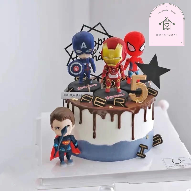 โมเดลอเวนเจอร์ สไปเดอร์แมน ธอร์ กัปตันอเมริกา ฮัค ไอรอนแมน ตุ๊กตา แต่งเค้ก 708 709 976 2459