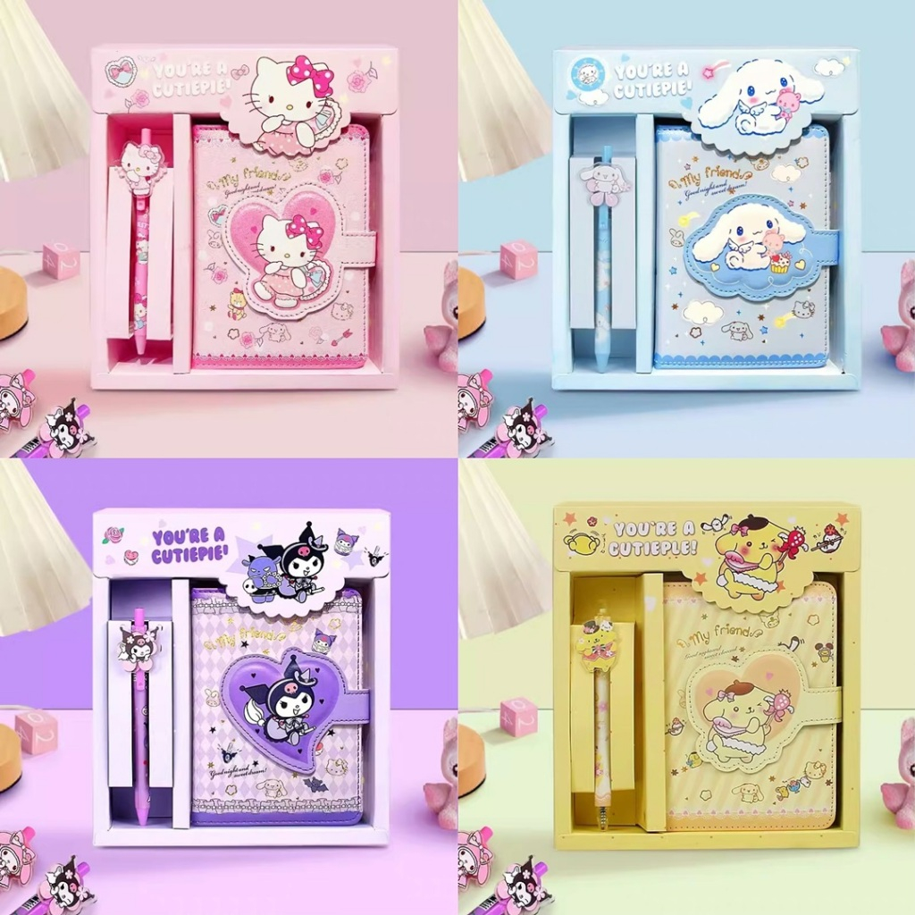 Sanrio สมุดโน้ตไดอารี่ ปกหนัง pu ลาย Mymelody Kuromi Cinnamoroll Journals น่ารัก เครื่องเขียน สําหรับโรงเรียน สํานักงาน