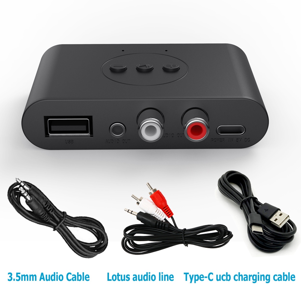 ใหม่ Bluetooth 5.2 เครื่องรับสัญญาณเสียง AUX USB เอาต์พุตคู่สเตอริโอในรถยนต์การโทรแบบแฮนด์ฟรี
