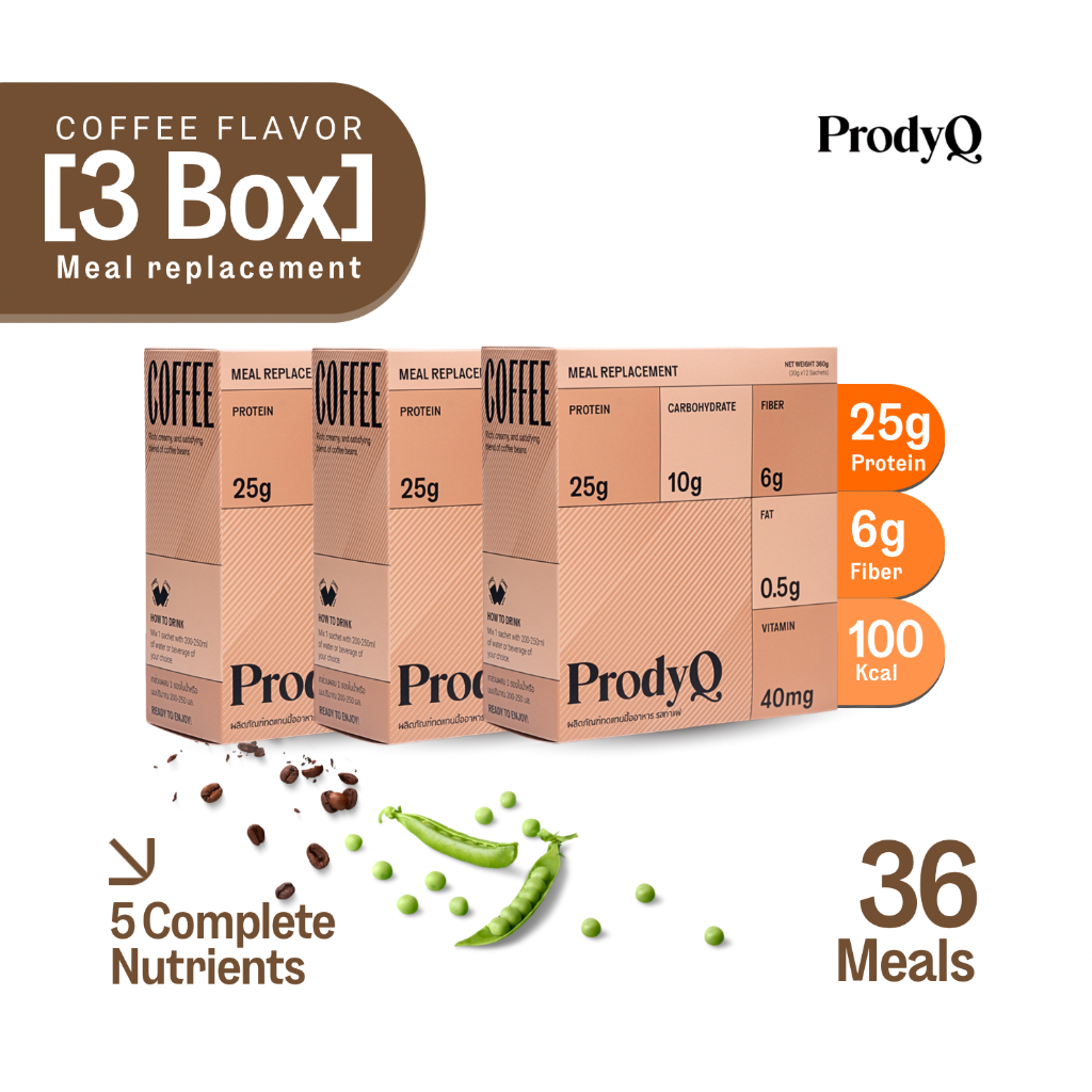 [3 กล่อง] ProdyQ มื้ออาหารพร้อมดื่มรสกาแฟ Plant Based Meal Replacement coffee flavor