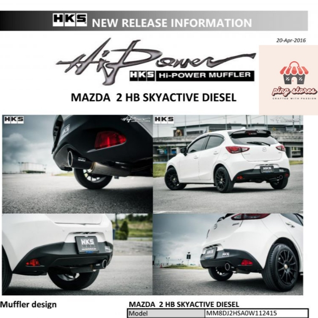 ท่อ HKS Mazda 2 1.5D 5ประตู ดีเซล Skyactiv