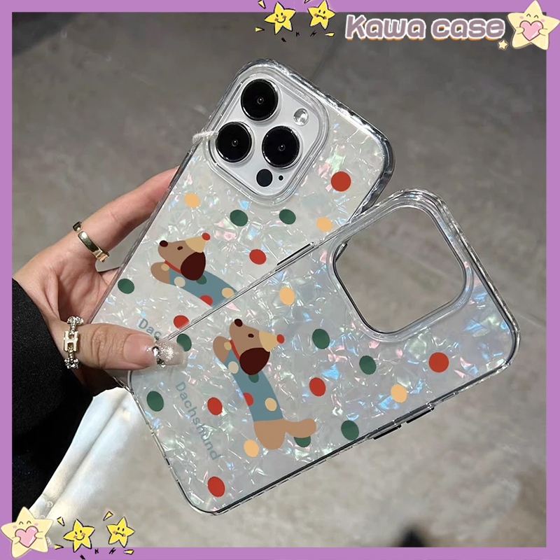 ส่งจากไท เคสไอโฟน14 iPhone15 14 13 12 11ProMax Pro14P/15plus xsmax xr เคสโทรศัพท์ วงกลมจุดไส้กรอกสุนัขหนังนุ่มฝาครอบโท