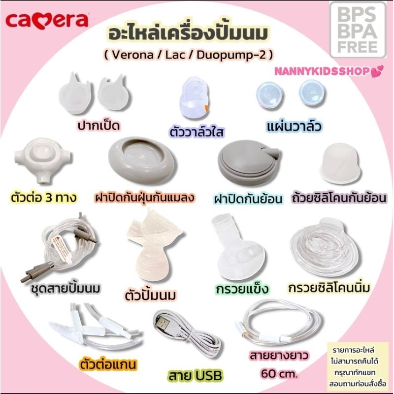 Camera ชุดรวมอะไหล่เครื่องปั้มนม ใช้ได้กับรุ่น Duopump(C-WW5360) VERONA(C-WW5500), LAC(WW8800)ทักแชท