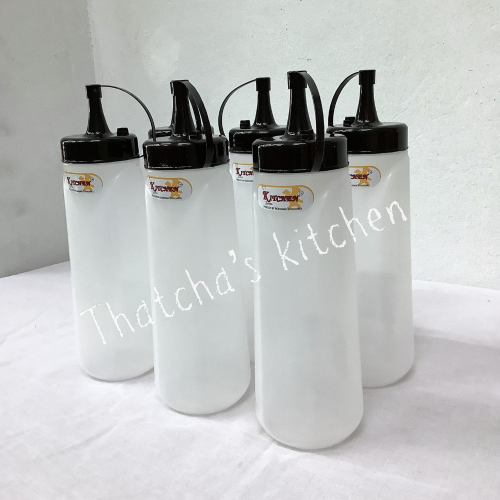 ( RW.9516 ) ขวดซอสคอวีฝารุ่นพักจุก 750 ml. บรรจุ 6 ชิ้น สีขาว ตรา REANGWA STANDARD