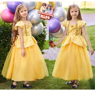 ชุดเจ้าหญิง Belle ชุดเดรส กระโปรง สีเหลือง เด็กผู้หญิง ชุดสไตล์เจ้าหญิง เบลล์ ชุด คอสเพลย์ Cosplay ชุดแฟนซี ชุดนางฟ้า