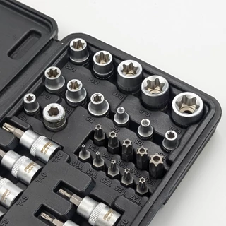 FIXMAN ลูกบล็อก 3/8" เดือยโผล่ 34 ชิ้น ลูกบล็อกดาว E & T 3 หุน ดอกจัน หัวจีบ ท็อกซ์ ดอกไขควงหัวท็อคมีรู